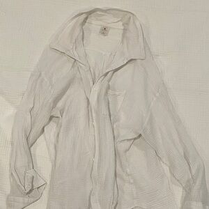 Shade & Shore Textured White Button Down Shirt